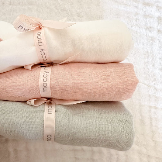 3-pack bamboo muslin 'go-to' cloths - Classic Girl