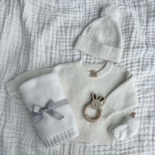 Baby Chunky Knitted Jumper - Cuddly White