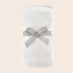 Classic Knitted Blanket - Crisp White