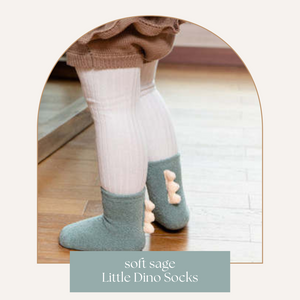 Little dino socks - Sage