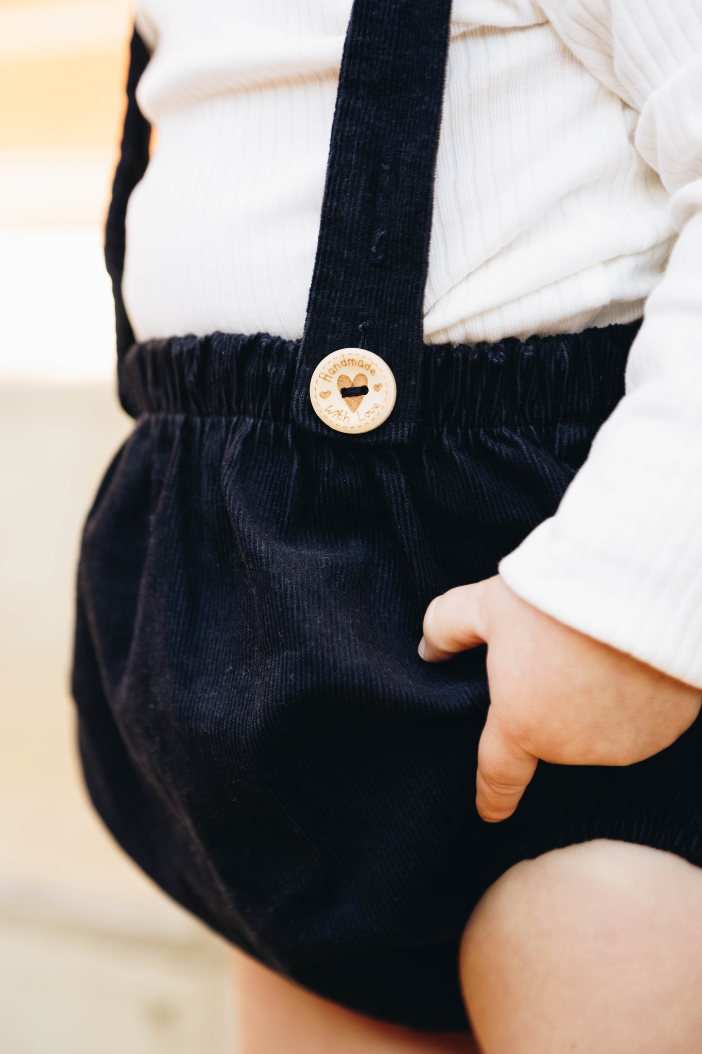 Little Corduroy Suspenders Navy Blue