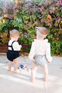 Little Corduroy Suspenders Navy Blue