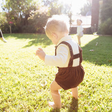 Load image into Gallery viewer, Little Corduroy Suspenders Baby Brown
