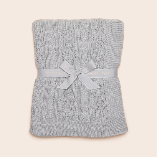 Cable knit baby blanket - Dove grey