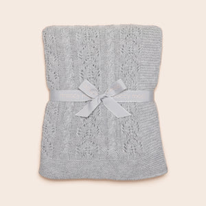 Cable knit baby blanket - Dove grey