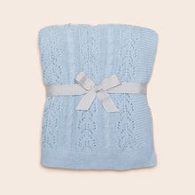 Load image into Gallery viewer, Cable knit baby blanket - Dusty blue
