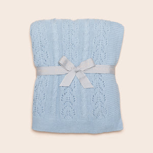 Cable knit baby blanket - Dusty blue