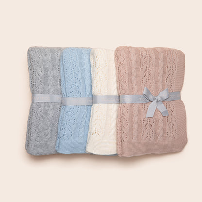 Cable knit baby blanket - Cream