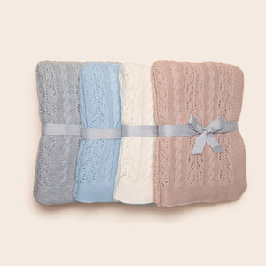 Cable knit baby blanket - Cream