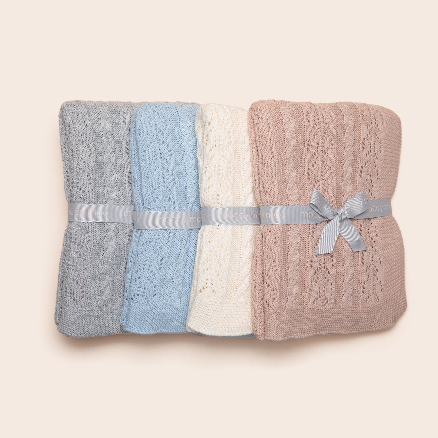 Cable knit baby blanket - Dove grey