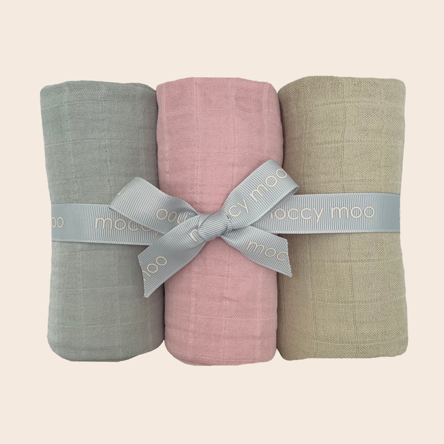 grey blush beige 3-pack muslin cloths and sqaures