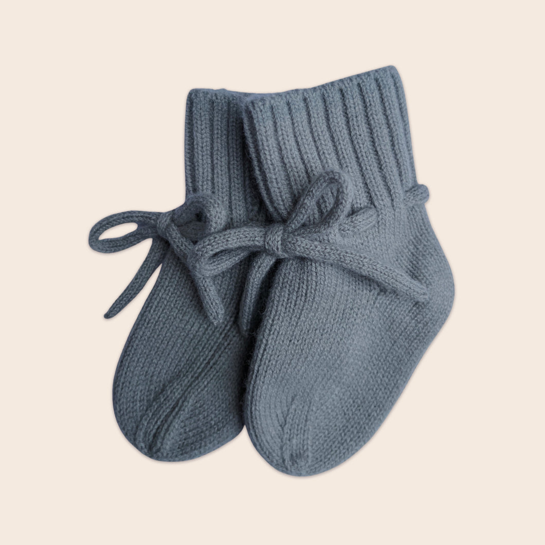 Merino wool newborn booties - Cloud grey
