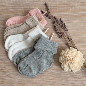 Frilled cable socks - Dove grey