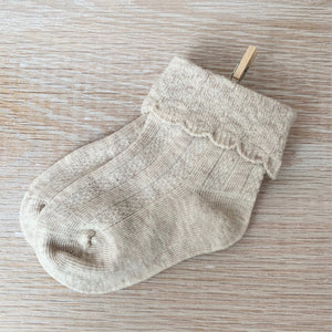 Frilled cable socks - Natural Stone