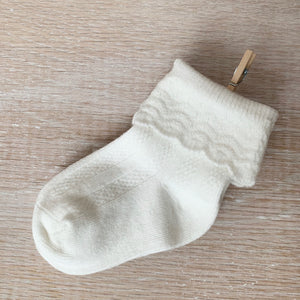 Frilled cable socks - Snow white