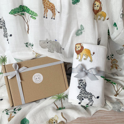 XL bamboo muslin swaddles - Safari snuggles