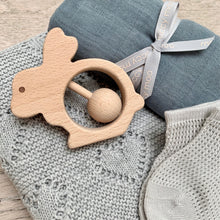 Load image into Gallery viewer, Wooden teether bunny rattle
