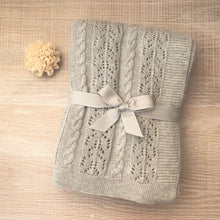 Load image into Gallery viewer, Cable knit baby blanket - Dove grey
