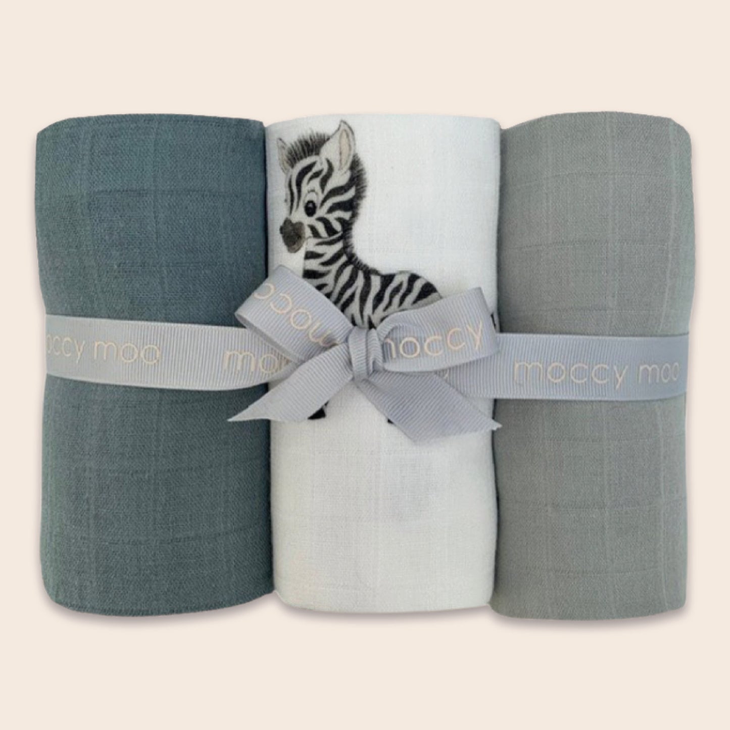 3-pack bamboo muslin 'go-to' cloths - Grey safari